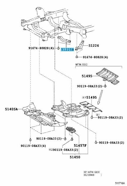 TOYOTA LEXUS Genuine Front Suspension Member Bracket Right 51225-35040 OEM