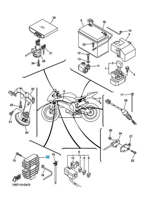 YAMAHA YZF-R6 2006-2016 Genuine Rectifier & Regulator Assy 4XY-81960-00-00 OEM