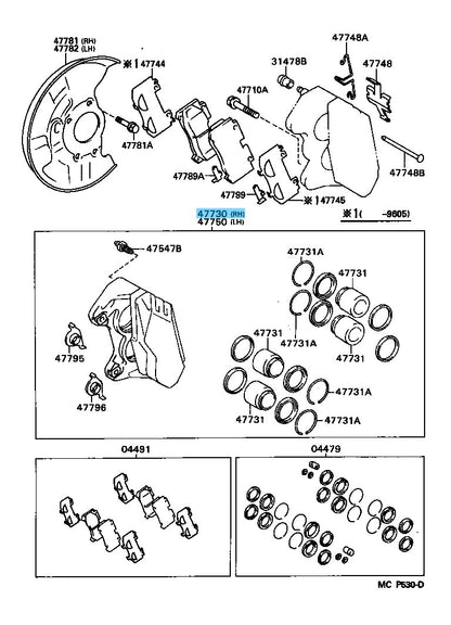 TOYOTA SUPRA JZA80 '94-97 Genuine Front Disc Brake Cylinder Assy RH 47730-14260