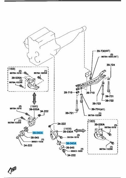 MAZDA MX-5 MIATA NB8C 99-05 Genuine Engine Mount Rubber NC10-39-040 x2 Set OEM