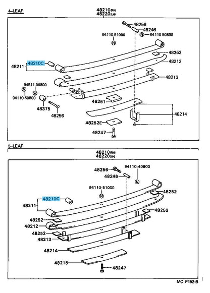 TOYOTA HILUX LN110L '89- Genuine Rear Spring Leaf Bush 90389-14004 x6 Set OEM