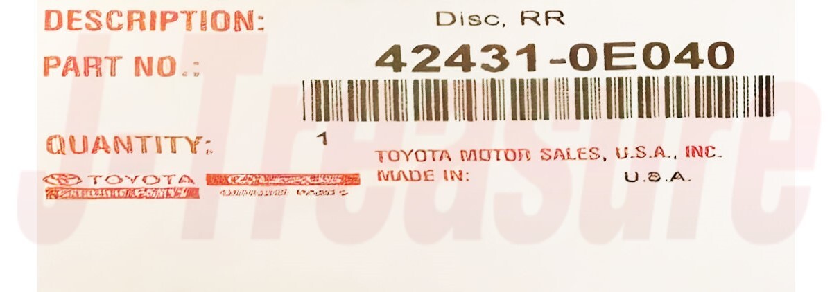 TOYOTA HIGHLANDER GSU40 10-13 Genuine Rear Brake Disc Rotor RH & LH x2 set OEM