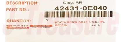 TOYOTA HIGHLANDER GSU40 10-13 Genuine Rear Brake Disc Rotor RH & LH x2 set OEM