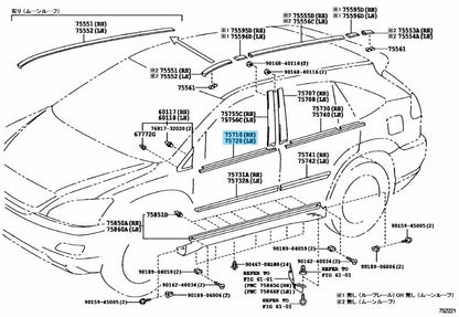 TOYOTA LEXUS RX300 RX330 RX350 RX400H Genuine Door Belt Moulding Front Set OEM