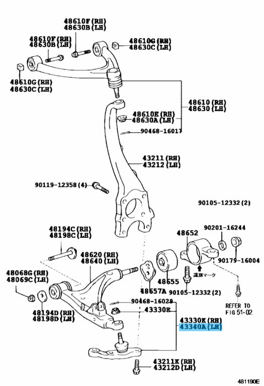 TOYOTA LEXUS LS430 01-06 Genuine Front Lower Ball Joint Assy LH 43340-59115 OEM