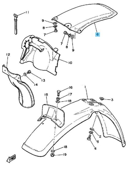 YAMAHA YZ250 1980-1984 Genuine Rear Fender Yellow 3R4-21611-00-00 OEM