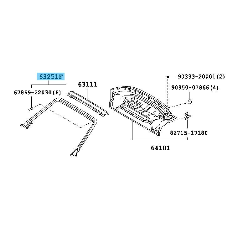 TOYOTA MR2 SPYDER ZZW30 '00-05 Genuine Front Removable Roof Weatherstrip OEM