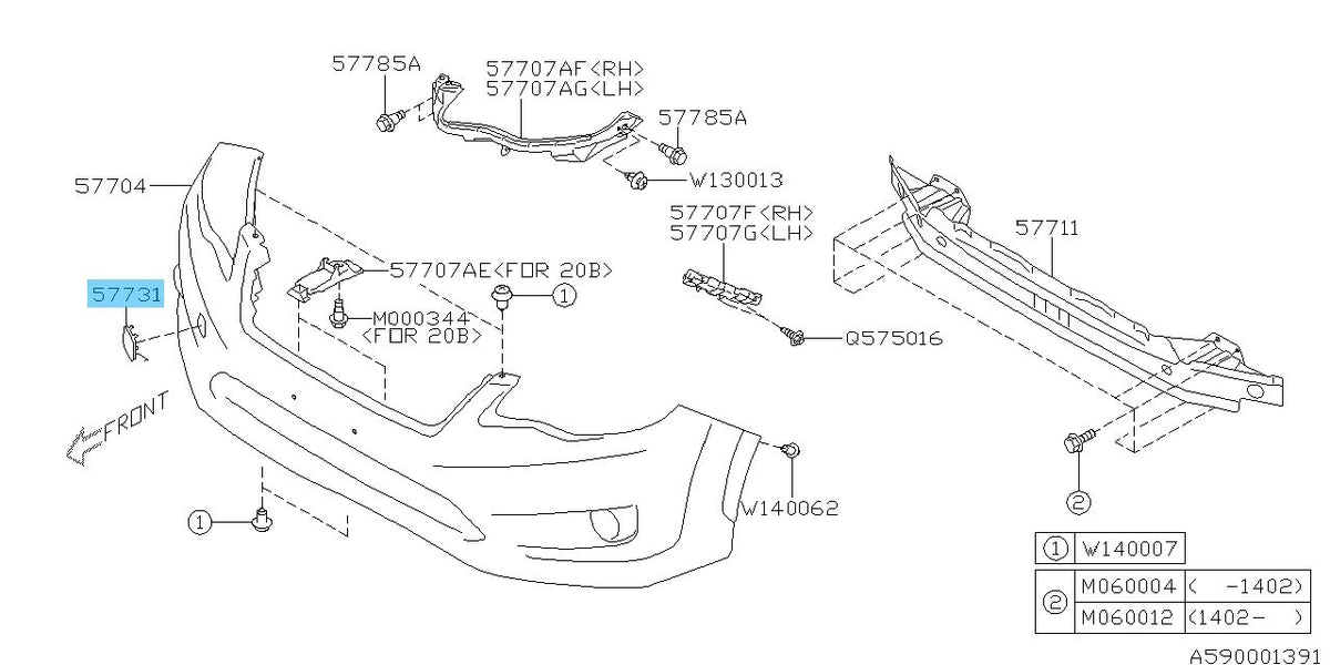 SUBARU XV GP7 GPDA GPDB 2013-2015 Genuine Front Bumper Cover 57731FJ220 OEM