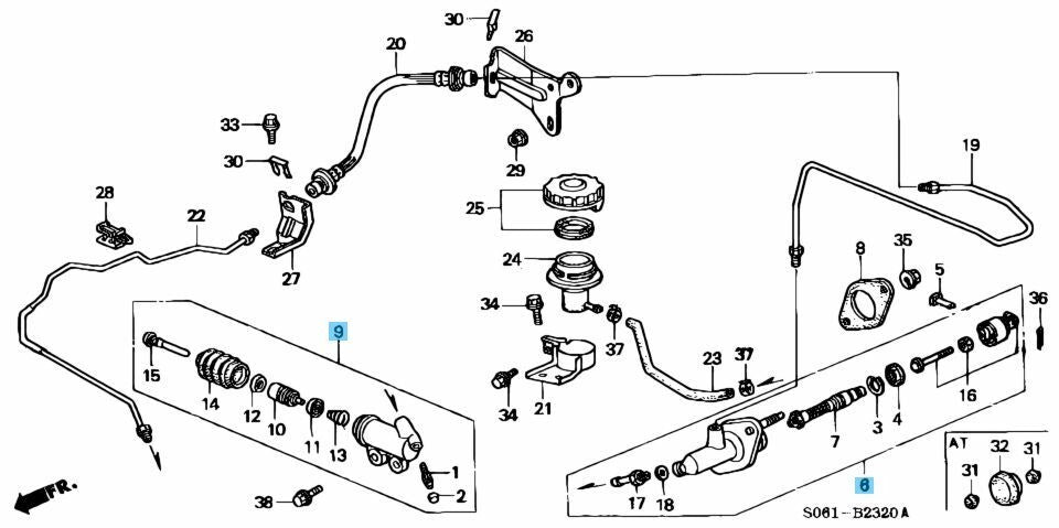 HONDA INTEGRA DC2 1993-2000 Genuine Clutch Master & Slave Cylinder Set OEM