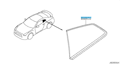 NISSAN GT-R R35 '11-23 Genuine Rear Quarter Glass Window Right 83306-KB50B OEM