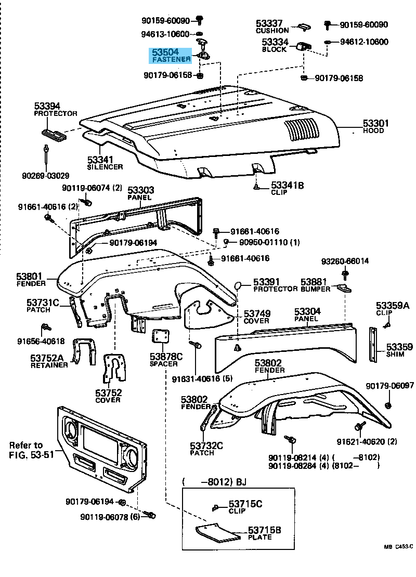 TOYOTA LAND CRUISER BJ40 FJ40 Genuine Windshield Hood Catch Set 53504-90300 OEM