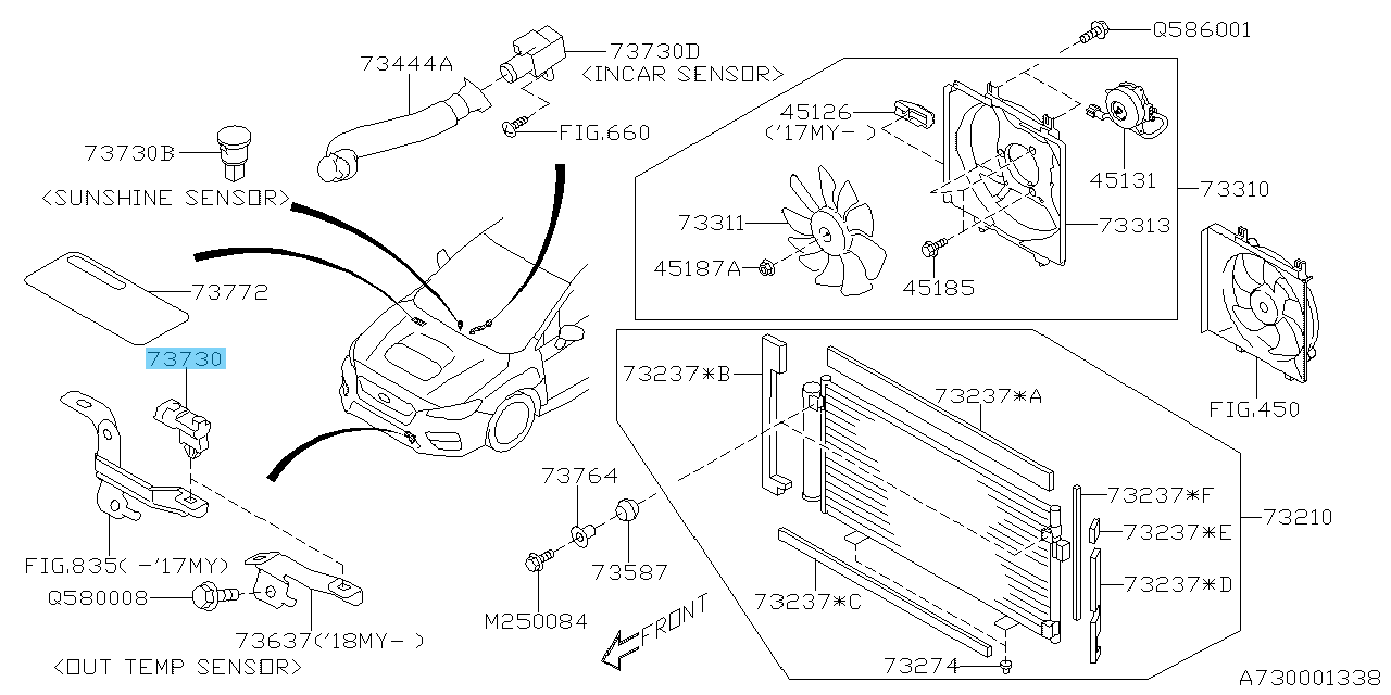 SUBARU WRX STI VA# 15-20 Genuine Ambient Air Temperature Sensor 73731FC003 OEM