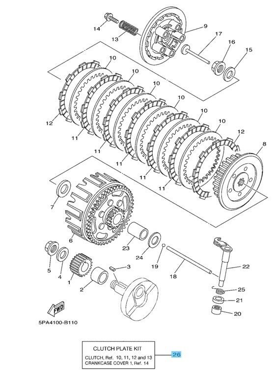 YAMAHA YZ85A 2006-2020 Genuine Clutch Plate Kit 5PA-W001G-00-00 OEM