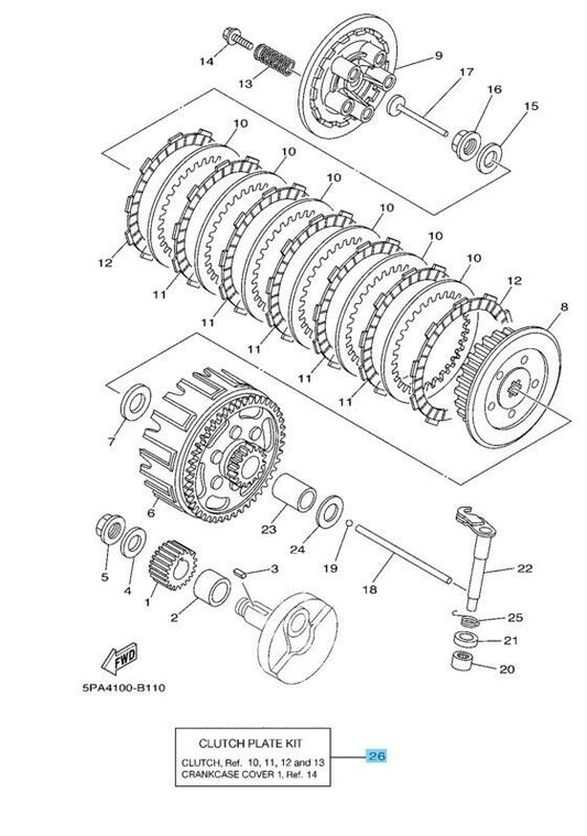 YAMAHA YZ85A 2006-2020 Genuine Clutch Plate Kit 5PA-W001G-00-00 OEM