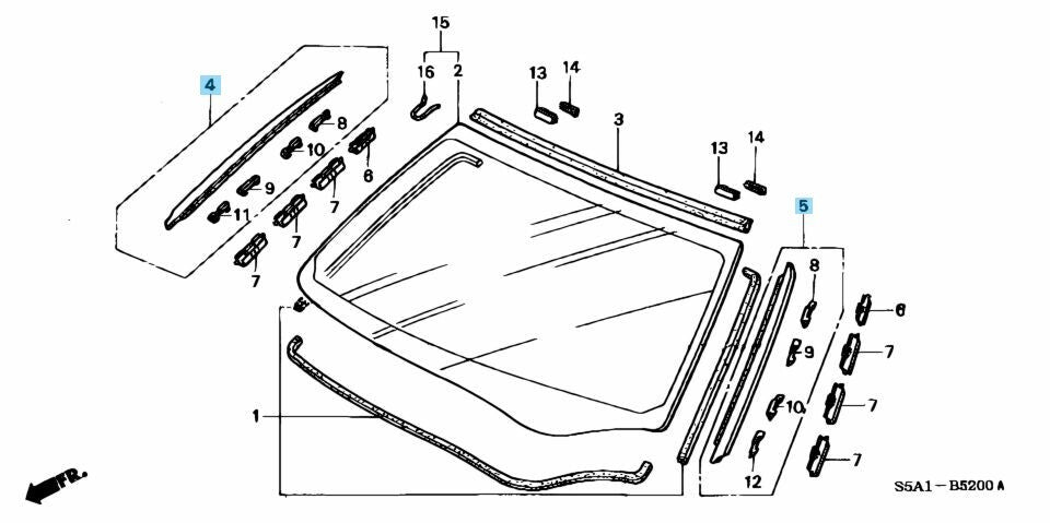 HONDA CIVIC FERIO 4D 01-05 Genuine Front Windshield Side Garnish RH & LH Set OEM