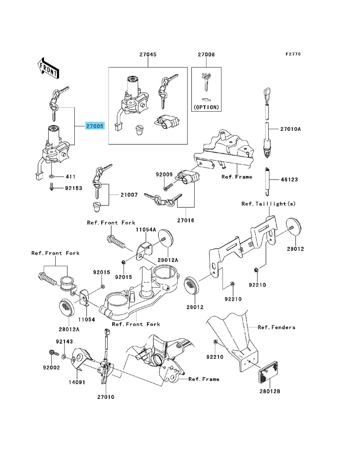 KAWASAKI KLX250S 2009-2014 Genuine Ignition Switch Assy 27005-0046 OEM