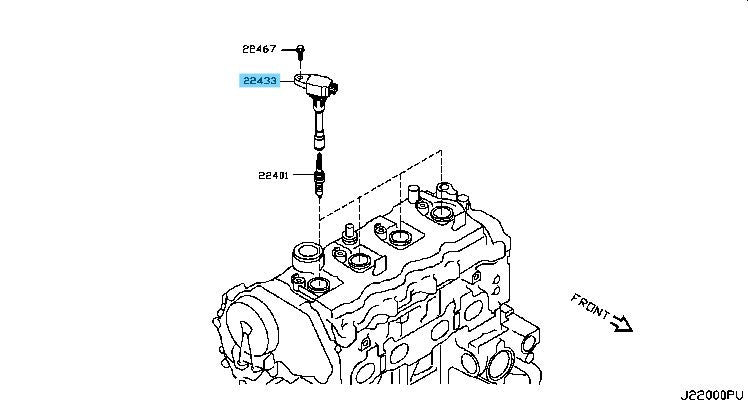 NISSAN ROGUE S35 '10-19 Genuine Engine Ignition Coil 22448-1KT0A x4 Set OEM
