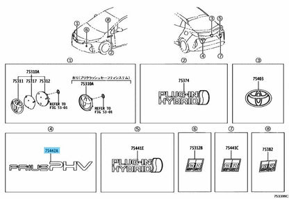 TOYOTA PRIUS PHV ZVW52 17-22 Genuine Back Door Name Plate 75442-47170 OEM JDM