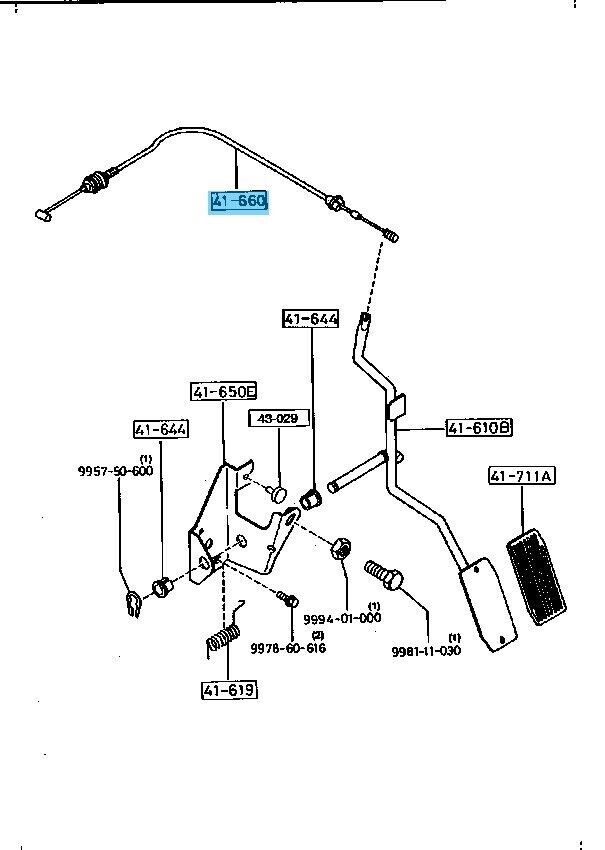 MAZDA SAVANNA RX-7 FC3S FC3C 1989- Genuine Accelerator Cable F061-41-660 OEM RHD