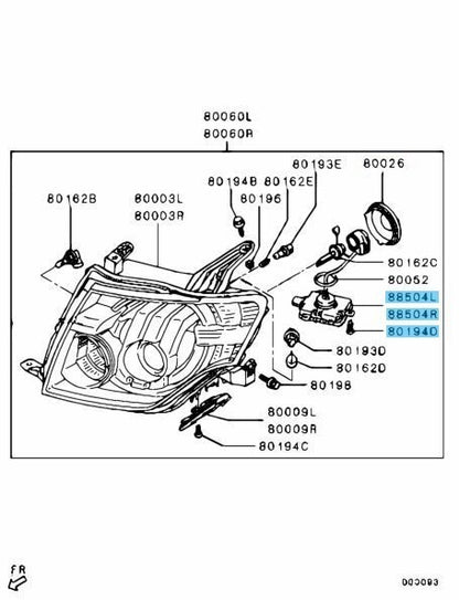 MITSUBISHI PAJERO V8# 06-19 Genuine Headlamp Control Unit & Screw x3 Set OEM