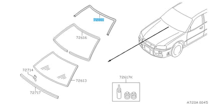 NISSAN SKYLINE GT-R BNR34 Genuine Windshield Upper Center Molding 72752-AA110
