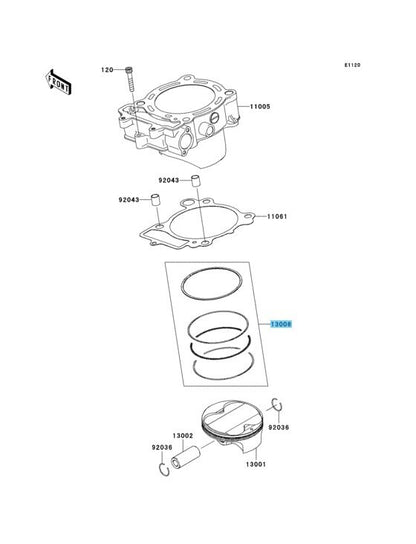 KAWASAKI KX450F 2012-2018 Genuine Piston Ring Set 13008-0555 OEM