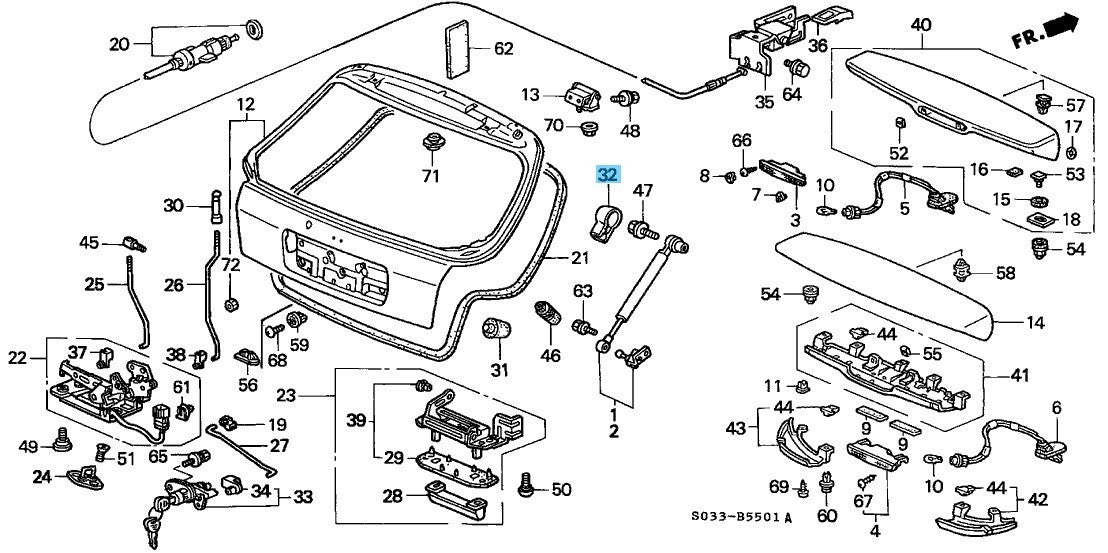 HONDA CIVIC EK4 EK9 88-91 96-00 Genuine Tailgate Open Stay End Cover x2 Set OEM
