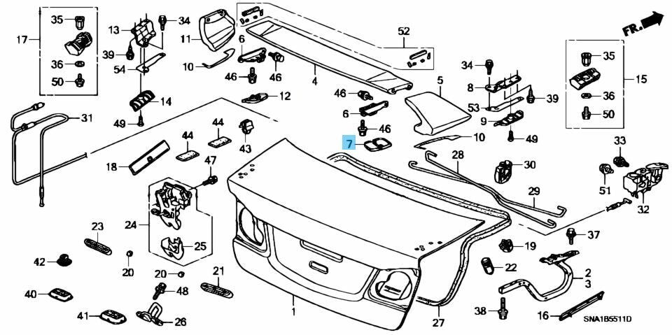HONDA CIVIC TYPE R FD2 Genuine Trunk Spoiler Upper Lid Right 71704-SNW-Z01ZA OEM