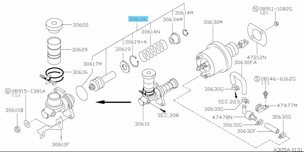 NISSAN SKYLINE GT-R R33 97-99 Genuine Clutch Master Cylinder Piston Kit OEM