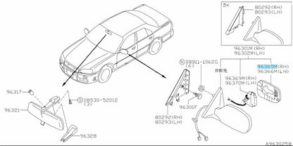 NISSAN SKYLINE BNR34 GT-R ER34 HR34 R34 Genuine Side Mirror Glass Right Side OEM