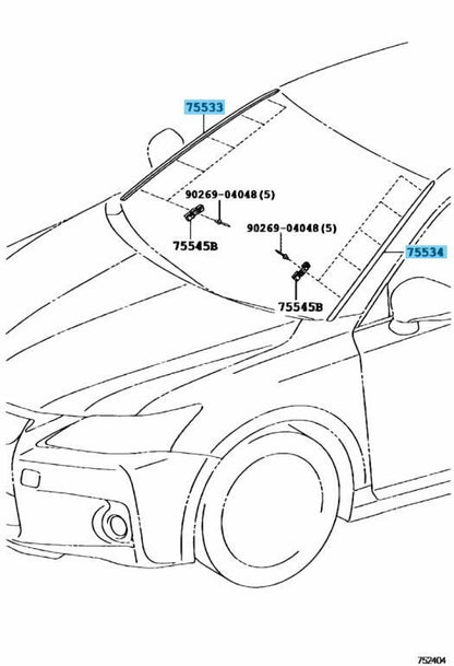 LEXUS CT200h ZWA10 11-17 Genuine Outside Windshield Moulding RH & LH Set OEM