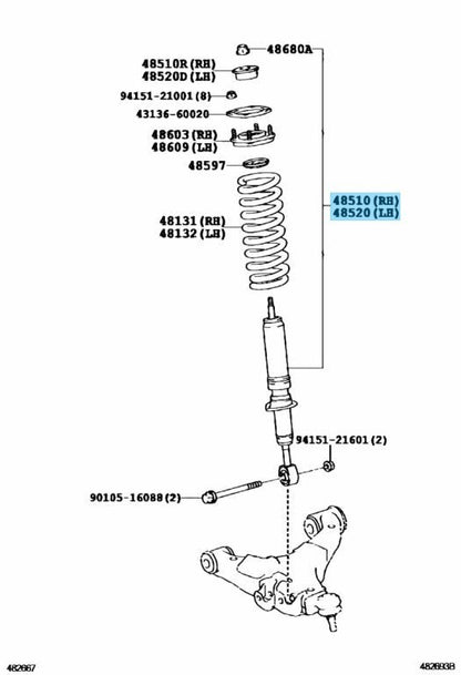 TOYOTA LEXUS LX570 2008-2021 Genuine Front Shock Absorber 48510-69355 x2 Set OEM