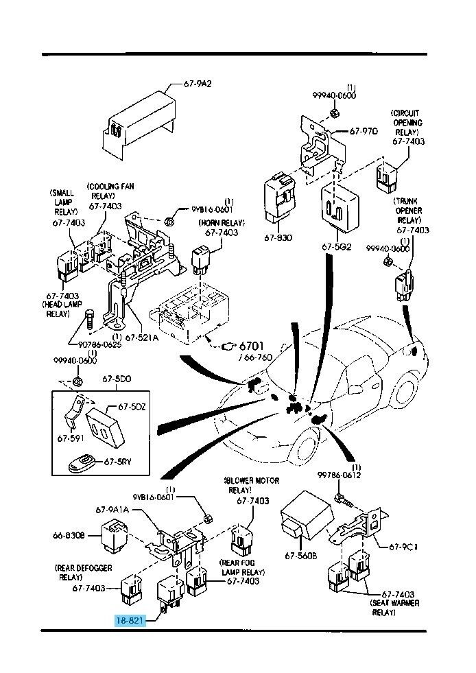 MAZDA MX-5 Miata NB NB6C 2001-2005 Genuine Fuel Pump Relay B5B4-18-821 OEM