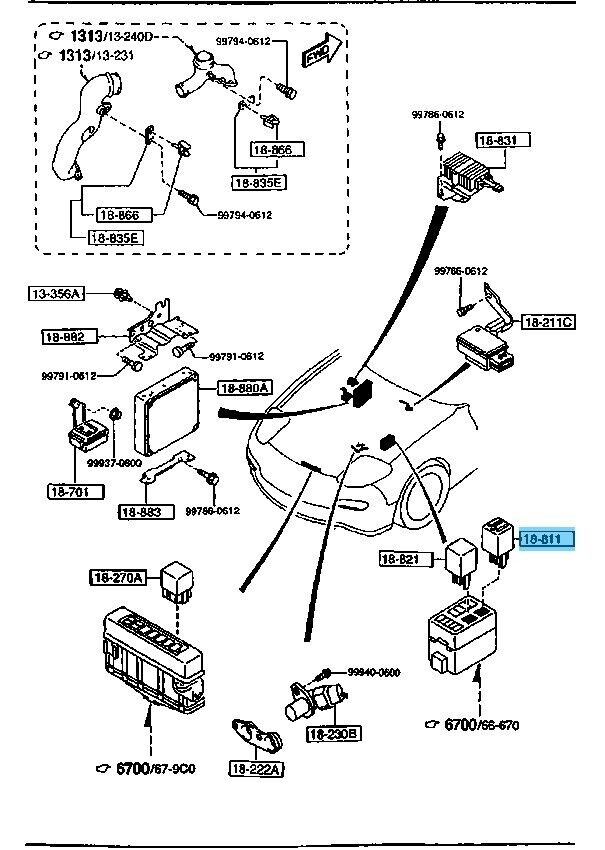 MAZDA RX-7 FD FD3S 1993-1995 Genuine Main ECM Relay (80A) JE16-18-811 OEM