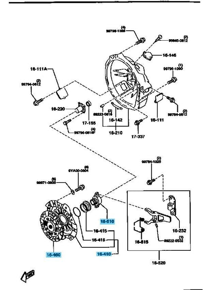 MAZDA RX-7 FD FD3S 1993-1995 Genuine Clutch Disc Cover Release Collar Set OEM