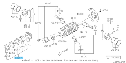 SUBARU BRZ ZC6 13-20 Genuine Engine Crankshaft Main Bearing Set 12209AA650 OEM