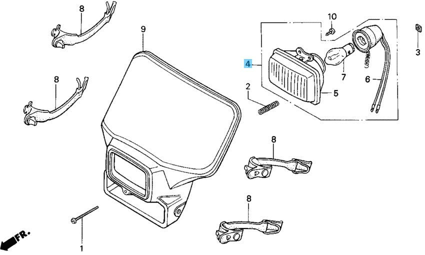 HONDA XR250R 1988-1994 Genuine Headlight Unit 33120-MN1-671 OEM