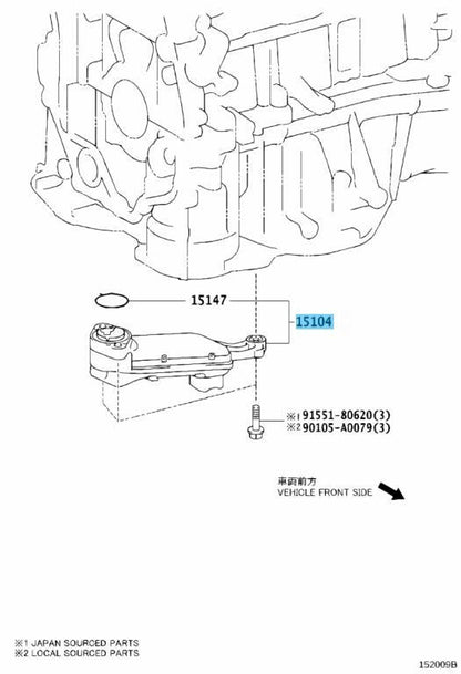 TOYOTA CAMRY ASV50 2009-2017 Genuine Oil Strainer Sub-Assy 15104-36020 OEM