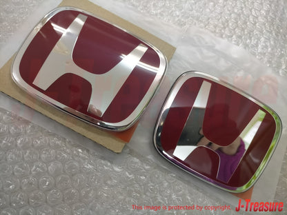 HONDA CIVIC TYPE-R FD2 07-11 Genuine Front & Rear Black Base Red Emblem Set OEM