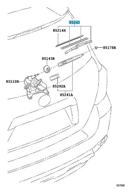 TOYOTA HIGHLANDER GSU40 08-13 Genuine Rear Wiper Blade Assy 85242-42030 OEM