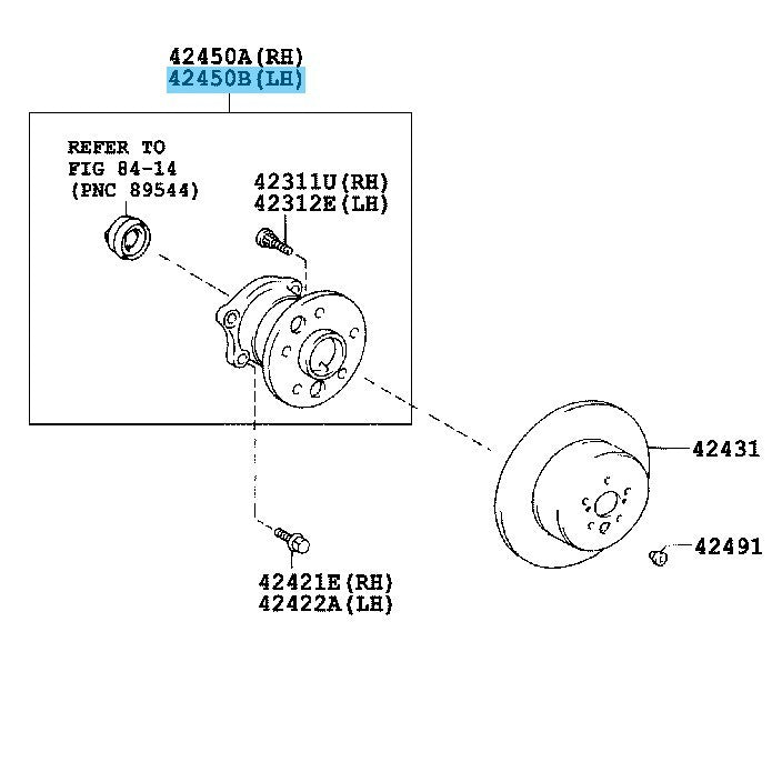 TOYOTA CAMRY ACV40 '02-11 Genuine Rear Axle Hub & Bearing Assy LH 42460-48011