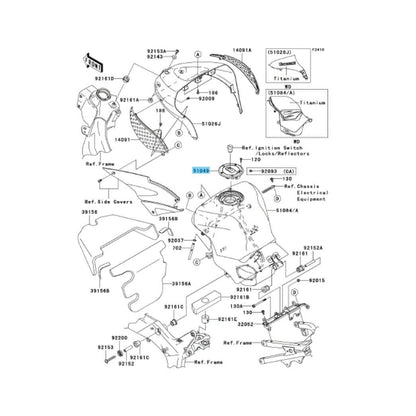 KAWASAKI ZZR600 ZX600 2005-2008 Genuine Fuel Tank Cap 51049-0021 OEM