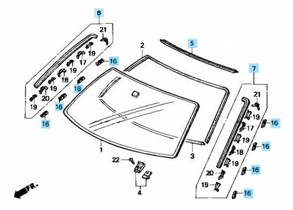 HONDA CIVIC 1992-1995 Genuine Front Windshield Molding Upper RH LH Clip Set OEM