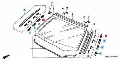 HONDA CIVIC ES# 4D 01-05 Genuine Fr/Windshield Side Garnish RH & LH & Clip F Set