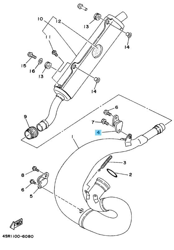 YAMAHA YZ250 1976-1998 Genuine Muffler 1 Stay 565-14771-01-00 OEM