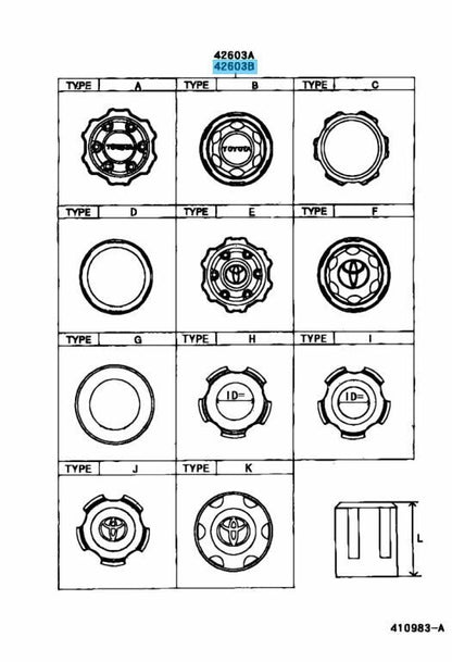 TOYOTA LAND CRUISER FJ70 90-96 Genuine Wheel Hub Ornament 42603-60013 x2 Set OEM