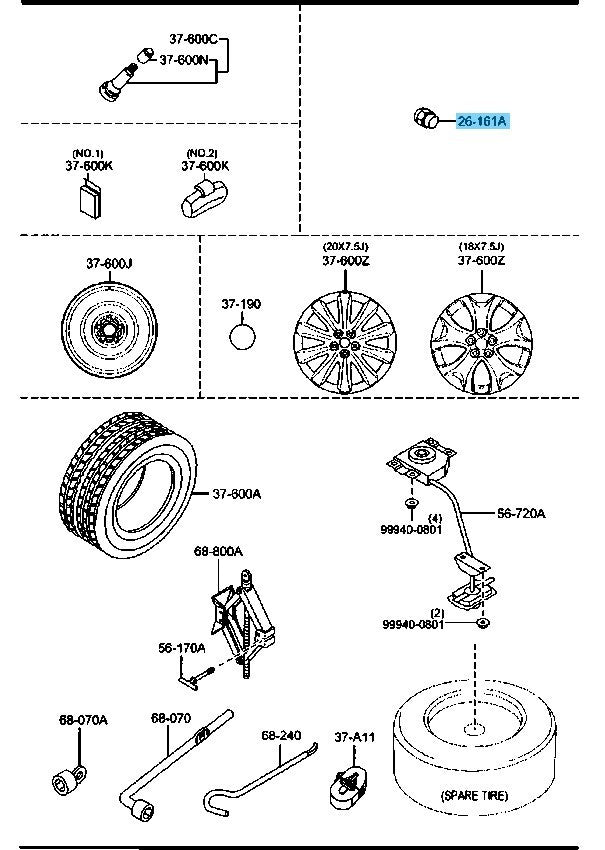 MAZDA CX-9 TB TC 2007-2023 Genuine Wheel Hub Nut B002-37-160B x20 Set OEM