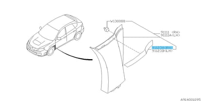 SUBARU IMPREZA WRX STI GVB 2011-2014 Genuine Front Fender Garnish Molding RH OEM