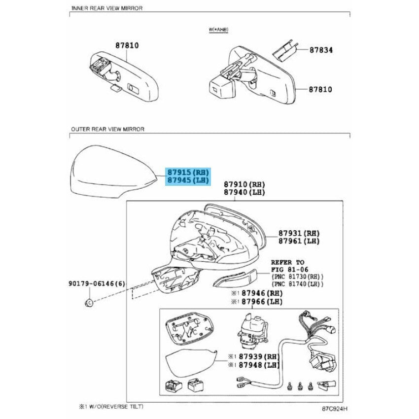TOYOTA PRIUS C 2011-2019 NHP10 Genuine Cover Outer Mirror White RH & LH Set OEM