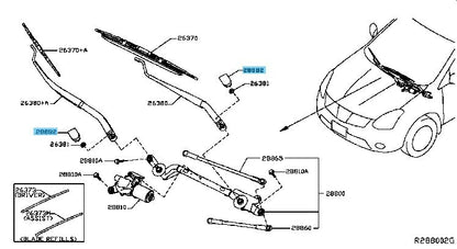 NISSAN ROGUE T32D 14-21 Genuine Front Wiper Arm Cover 28882-ZN50A x2 set OEM